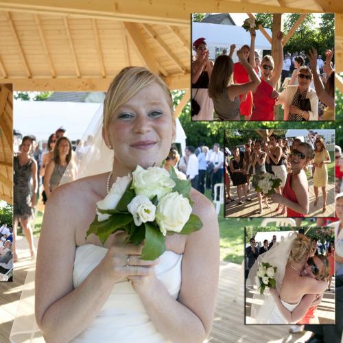 Photo de mariage reportage lancer de bouquet en Région Parisienne